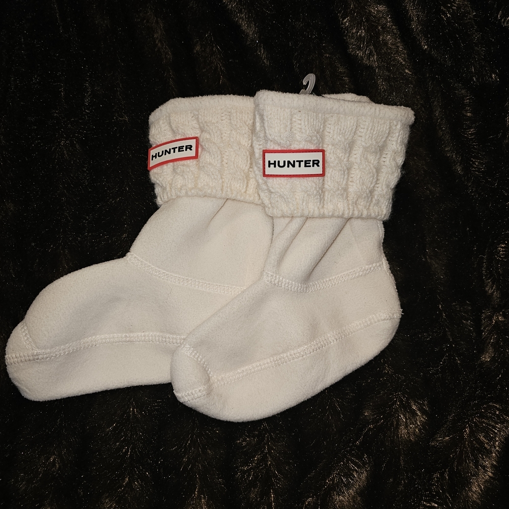 Hunter Cream Cable Boot Socks kids sz M